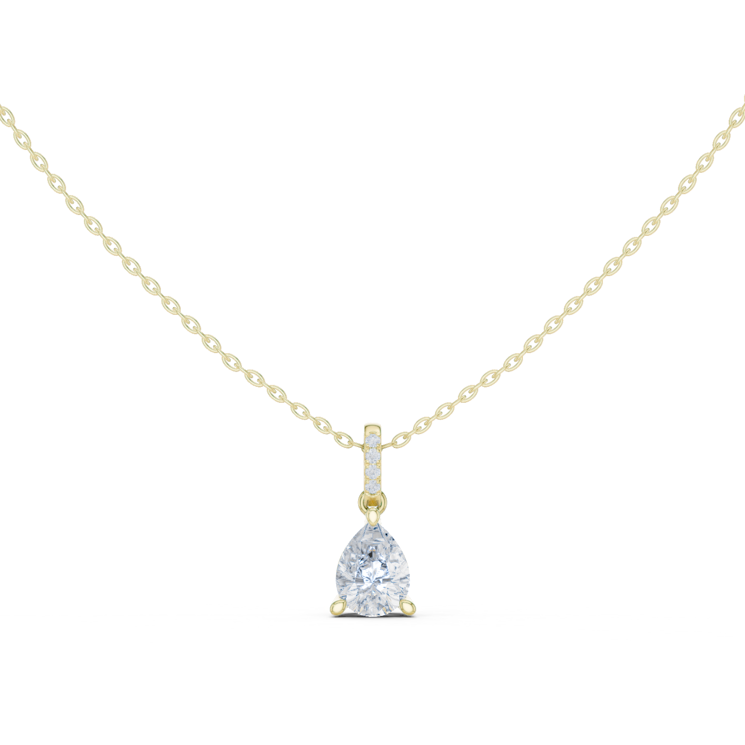Gold Jewelry DDPO-009, Pear center stone, Yellow Gold