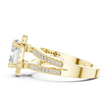 Gold Ring DDLR-350, Oval center stone, Yellow Gold, view 3