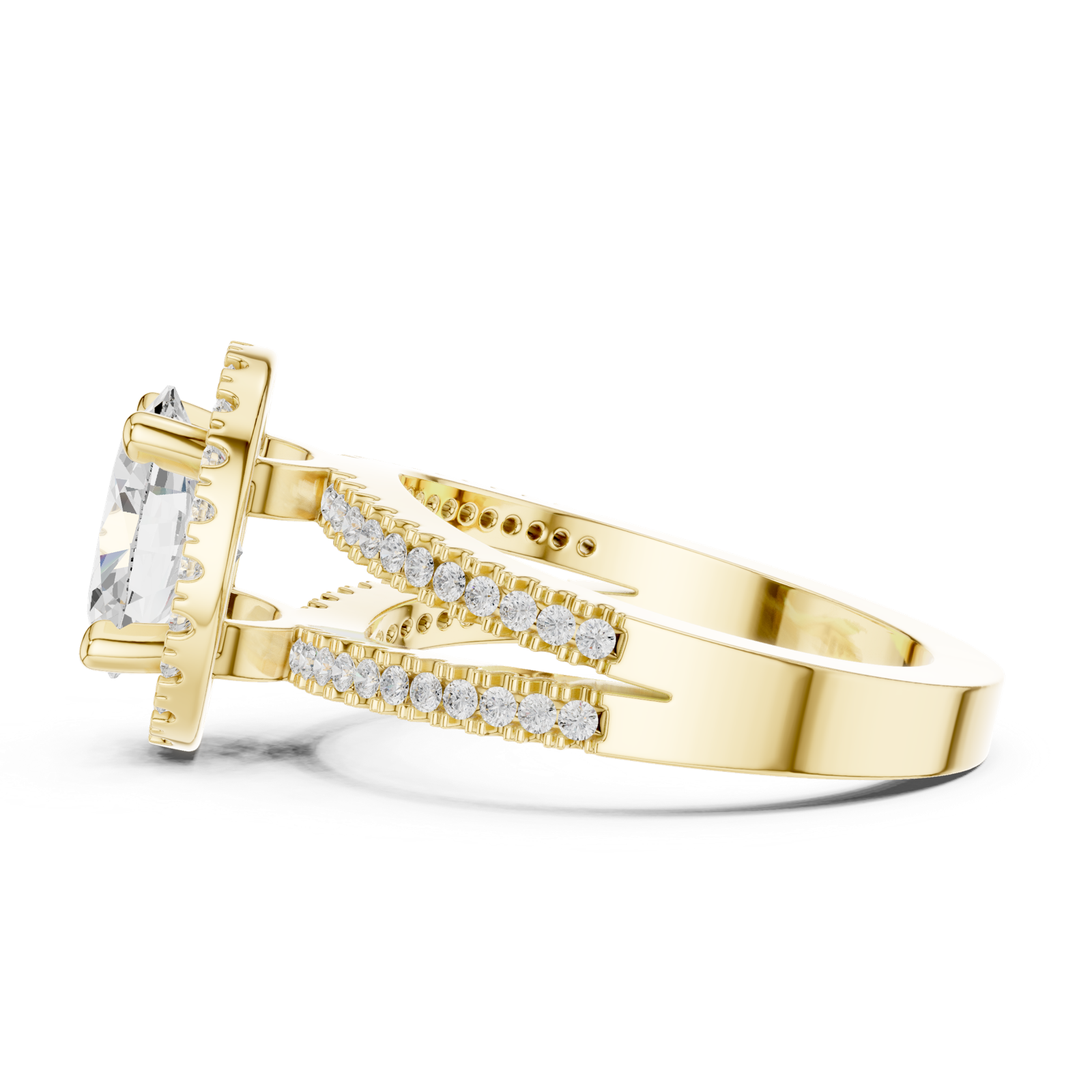 Gold Ring DDLR-350, Oval center stone, Yellow Gold, view 3