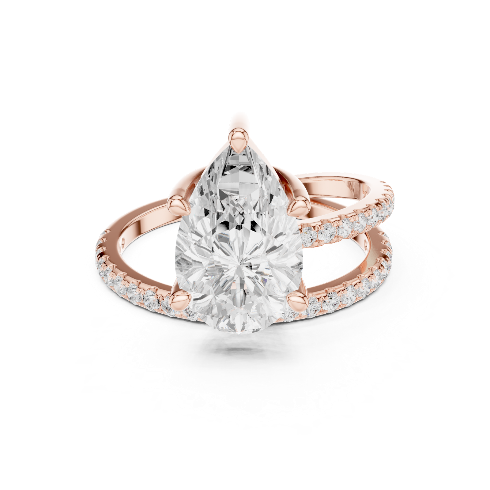 Gold Jewelry L35-39, Pear center stone, Rose Gold, view 4