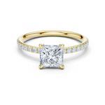 Gold Jewelry L36-15, Princess center stone, Yellow Gold