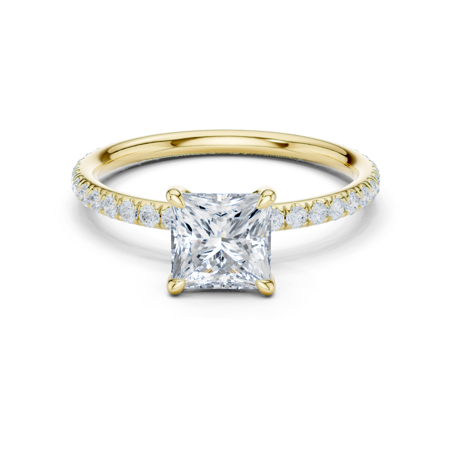 Gold Jewelry L36-15, Princess center stone, Yellow Gold