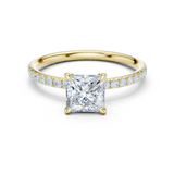 Gold Jewelry L36-15, Princess center stone, Yellow Gold