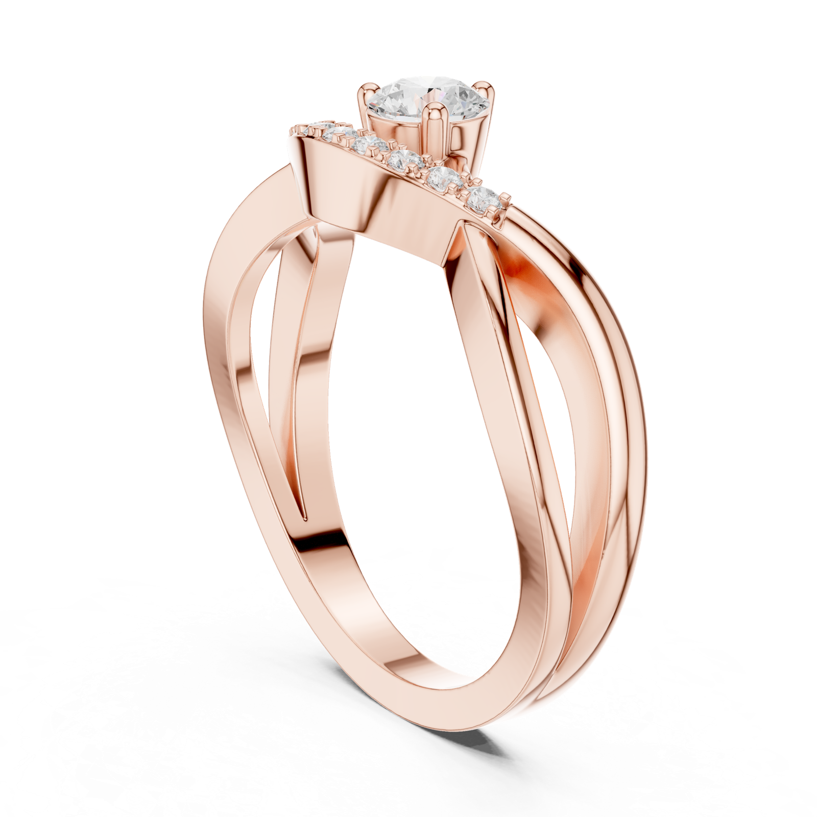 Gold Ring DDLR-829, Rose Gold, view 1