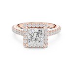 Gold Ring DDLR-118, Princess center stone, Rose Gold, view 4