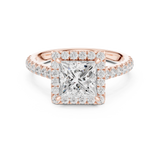 Gold Ring DDLR-118, Princess center stone, Rose Gold, view 4
