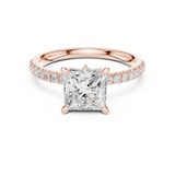 Gold Ring DDLR-256, Princess center stone, Rose Gold, view 4