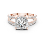 Gold Jewelry, Cushion center stone, Rose Gold