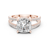 Gold Jewelry, Cushion center stone, Rose Gold