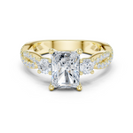 Gold Ring DDLR-281, Radiant center stone, Yellow Gold