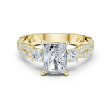Gold Ring DDLR-281, Radiant center stone, Yellow Gold