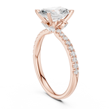 Gold Ring DDLR-256, Radiant center stone, Rose Gold, view 1