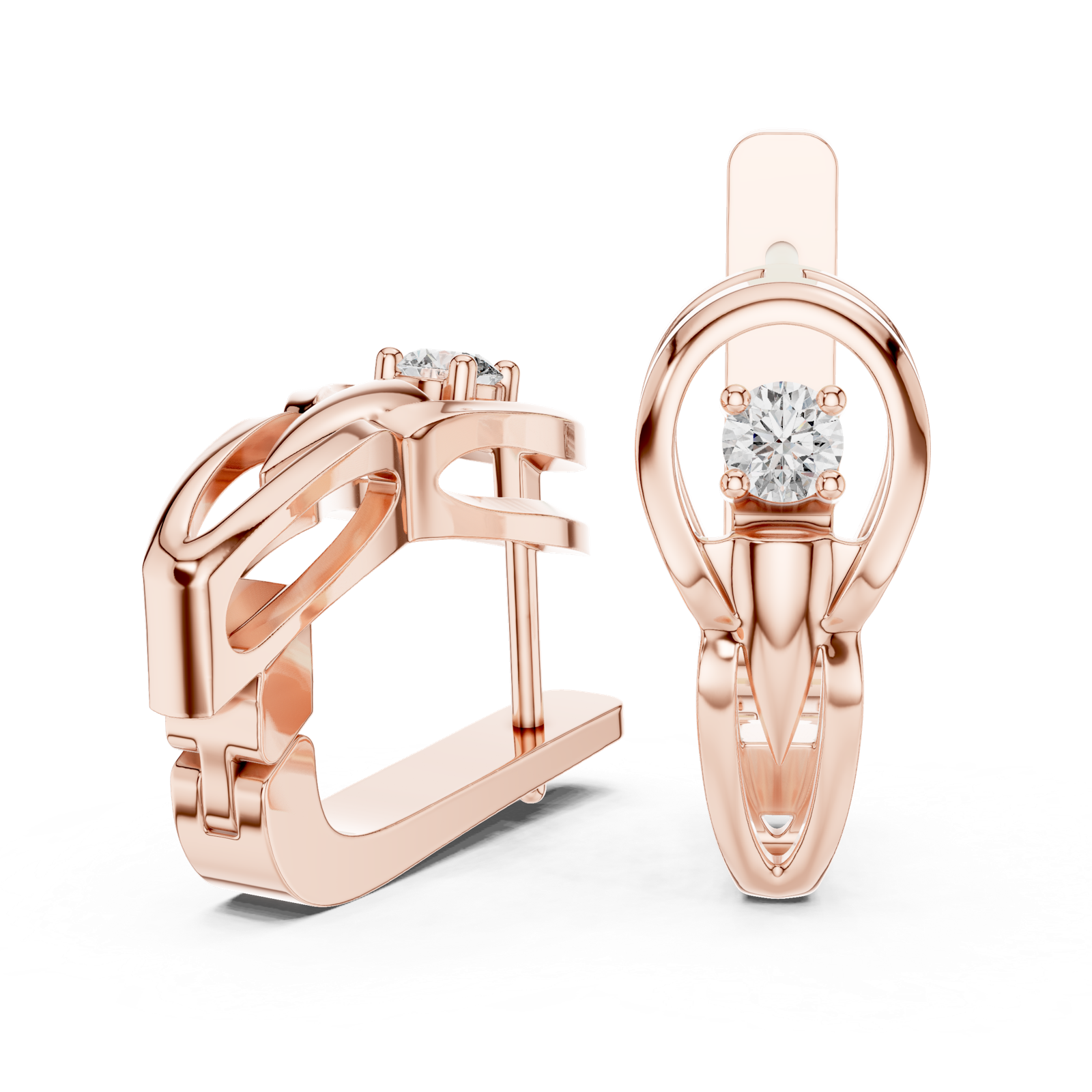 Gold Earrings L03-15, Rose Gold, view 1