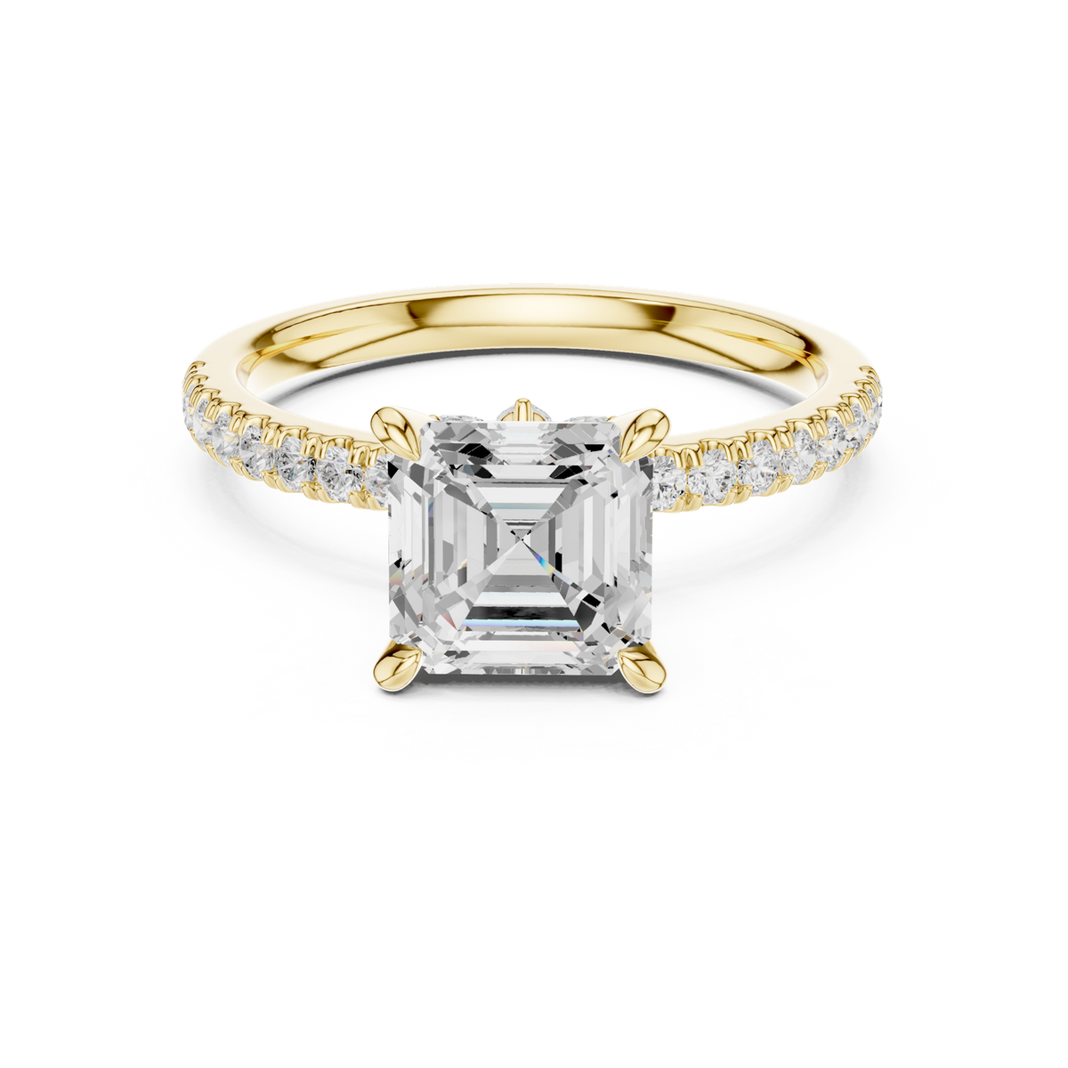 14K Solid Gold Lab Diamond Solitaire Ring, Yellow Gold