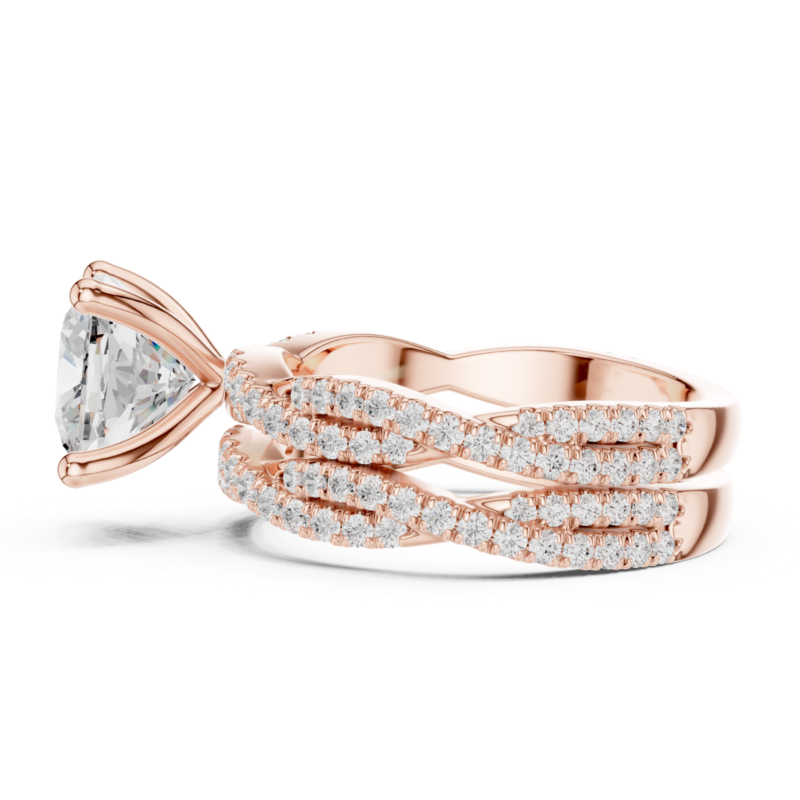 Gold Ring, Cushion center stone, Rose Gold, view 3