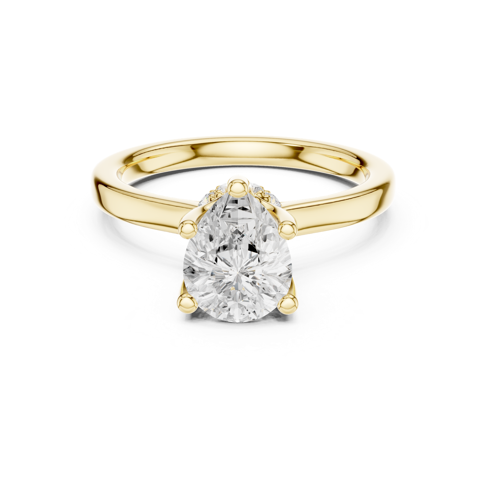 Gold Ring DDLR-176, Pear center stone, Yellow Gold, view 4