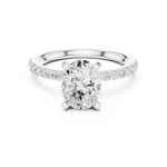Gold Ring DDLR-040, Oval center stone, White Gold, view 4