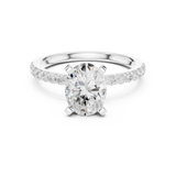 Gold Ring DDLR-040, Oval center stone, White Gold, view 4