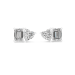 14K Solid Gold Lab Diamond Cluster Earrings, White Gold