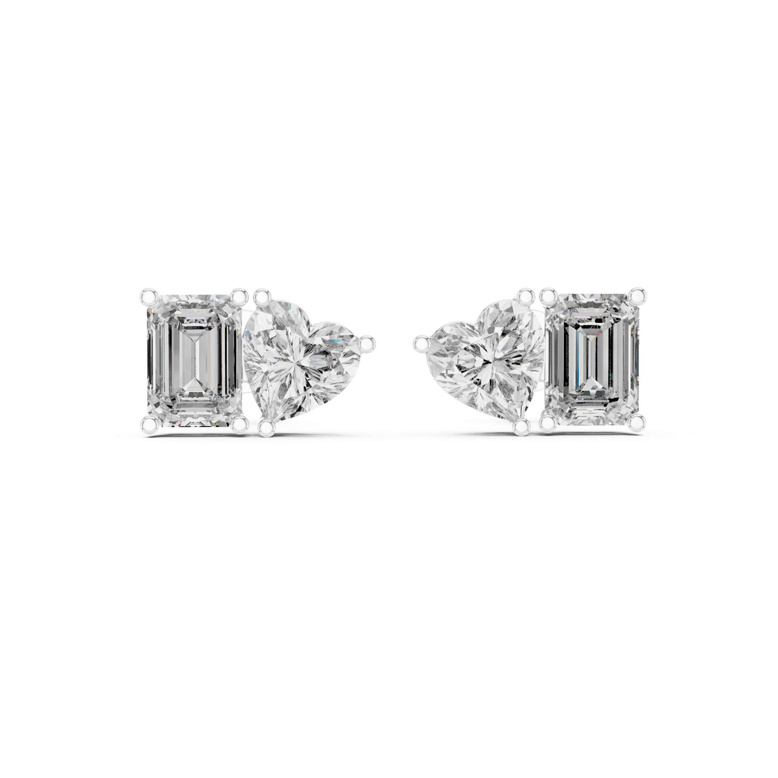 14K Solid Gold Lab Diamond Cluster Earrings, White Gold