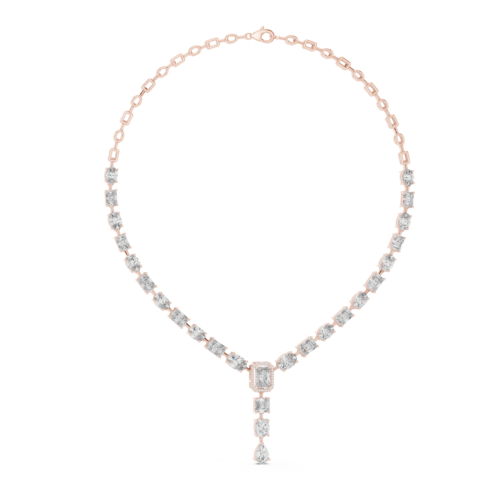 14K Solid Gold Lab Diamond Tennis Necklace, Rose Gold, view 1