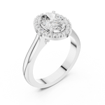 Gold Ring DDLR-338, Oval center stone, White Gold, view 2