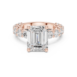 Gold Ring DDLR-087, Emerald center stone, Rose Gold, view 4