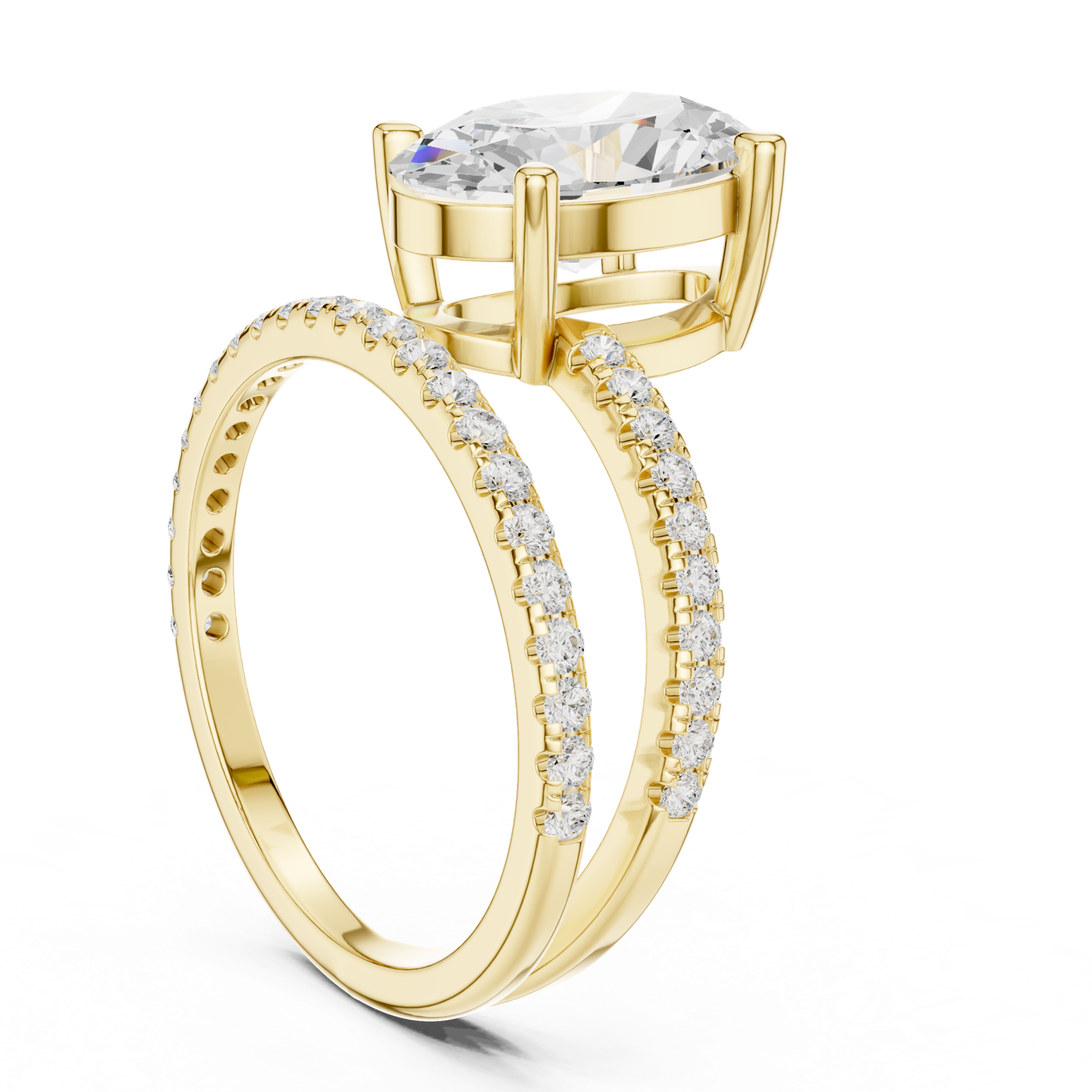 Gold Jewelry L35-39, Oval center stone, Yellow Gold, view 1