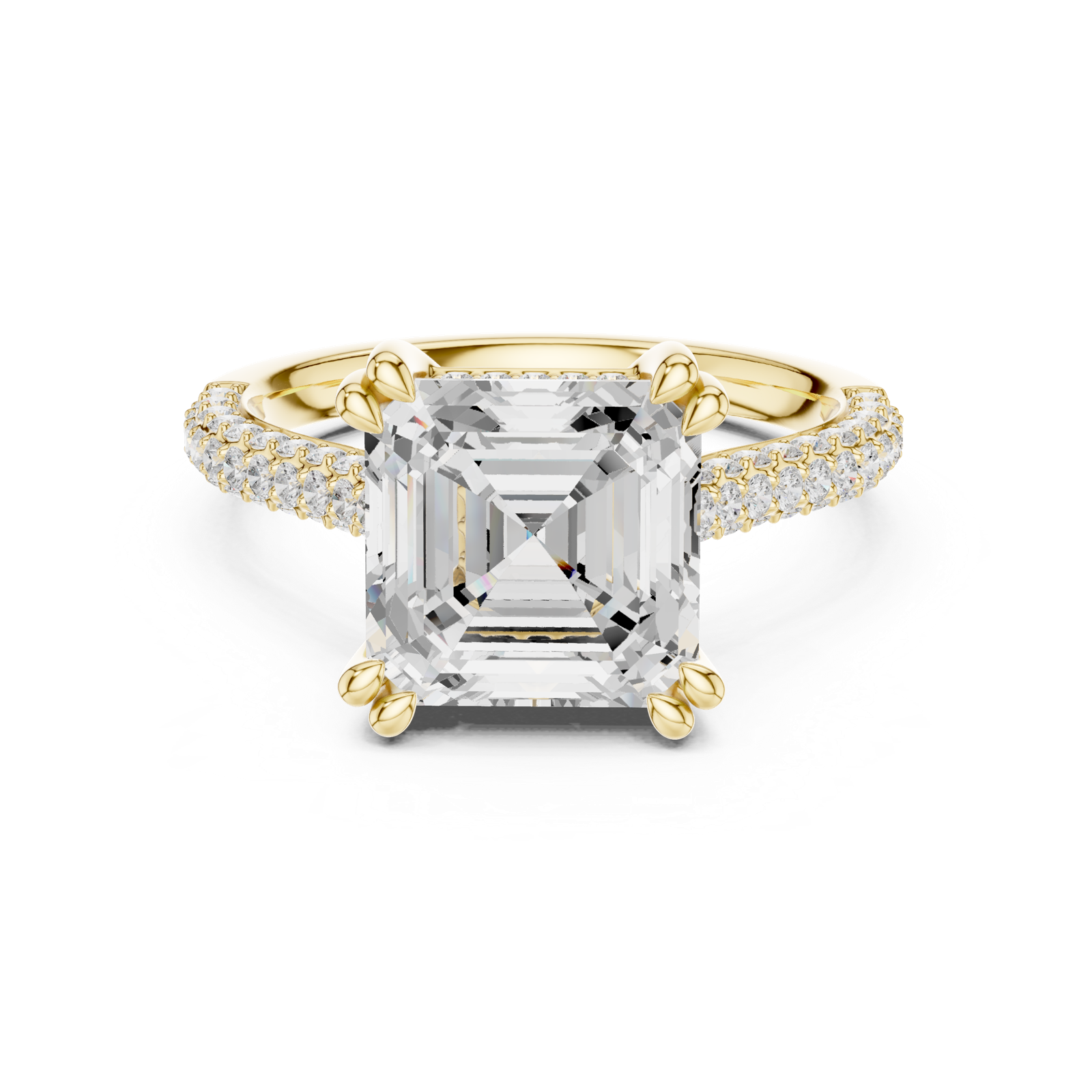 Gold Ring DDLR-260, Asscher center stone, Yellow Gold, view 4