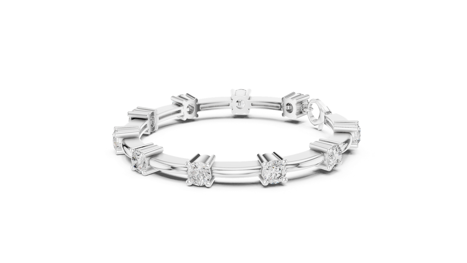 14K Solid Gold Lab Diamond Bracelet, White Gold, view 1