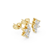 14K Solid Gold Lab Diamond Flower Cluster Earrings, Yellow Gold, view 1