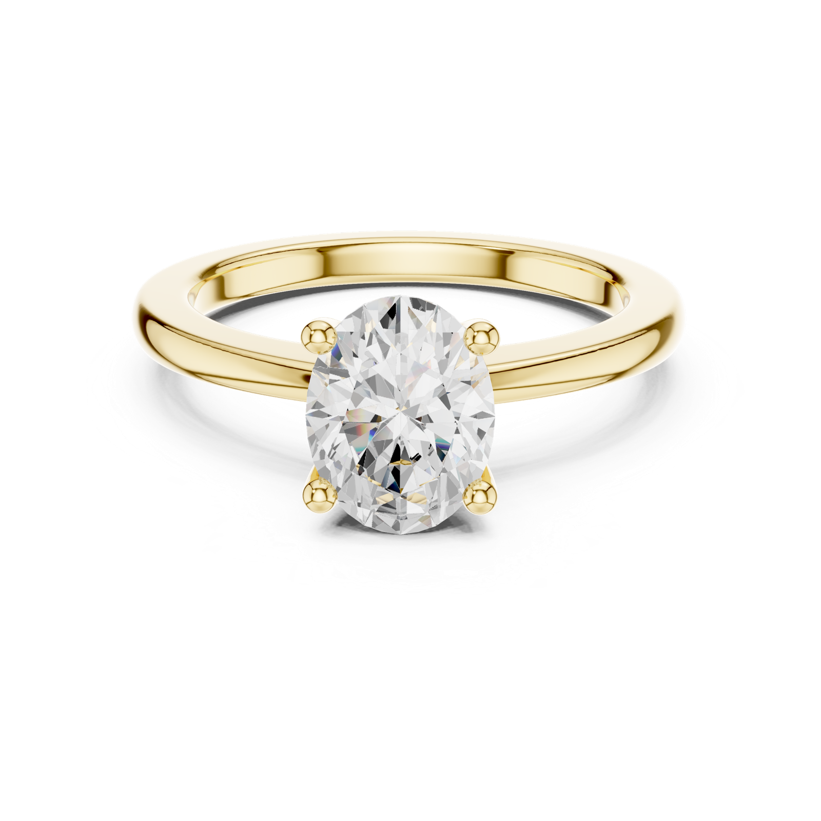 Gold Ring DDLR-032, Oval center stone, Yellow Gold, view 4
