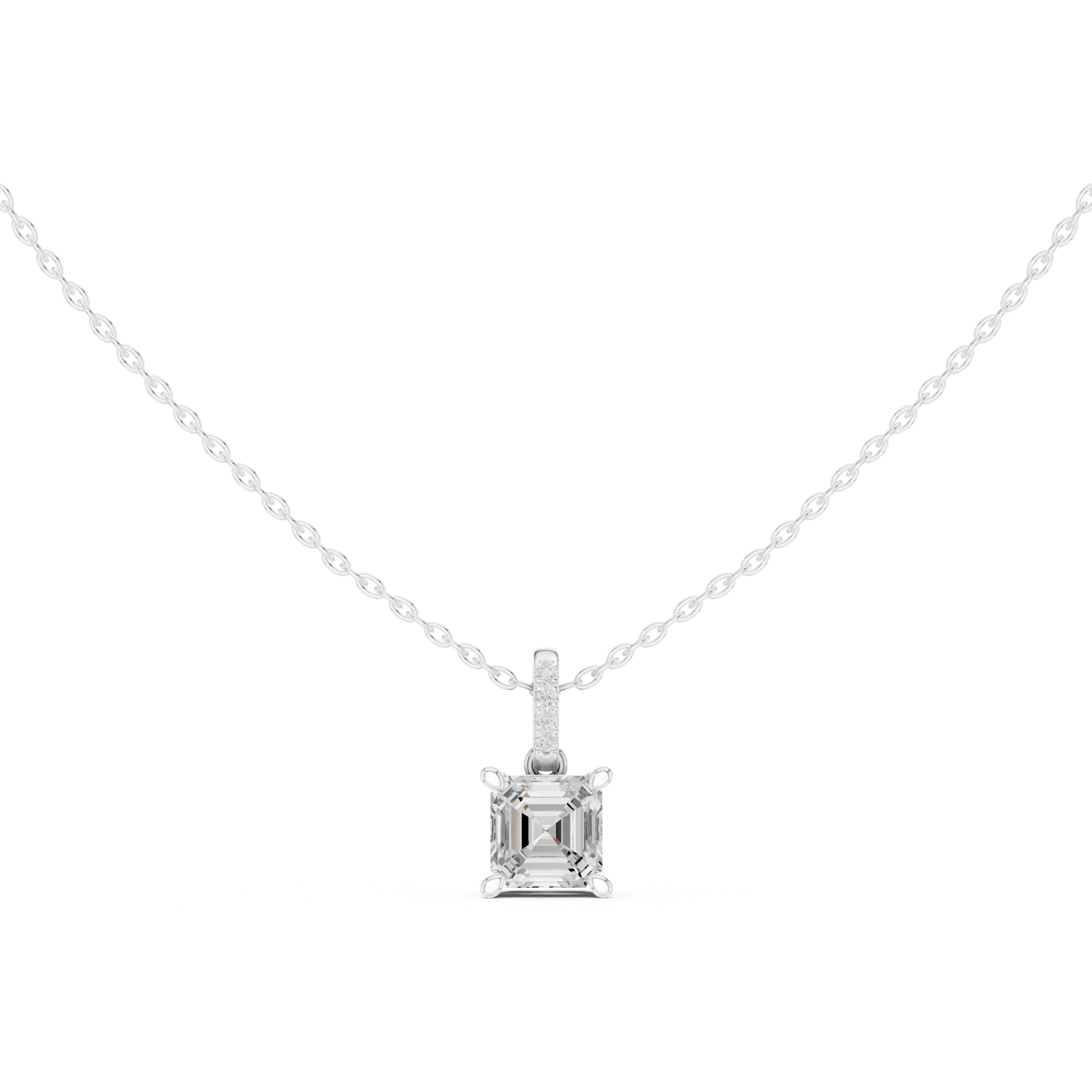 Gold Jewelry, Asscher center stone, White Gold, view 4