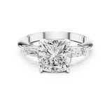 Gold Jewelry, Cushion center stone, White Gold, view 4