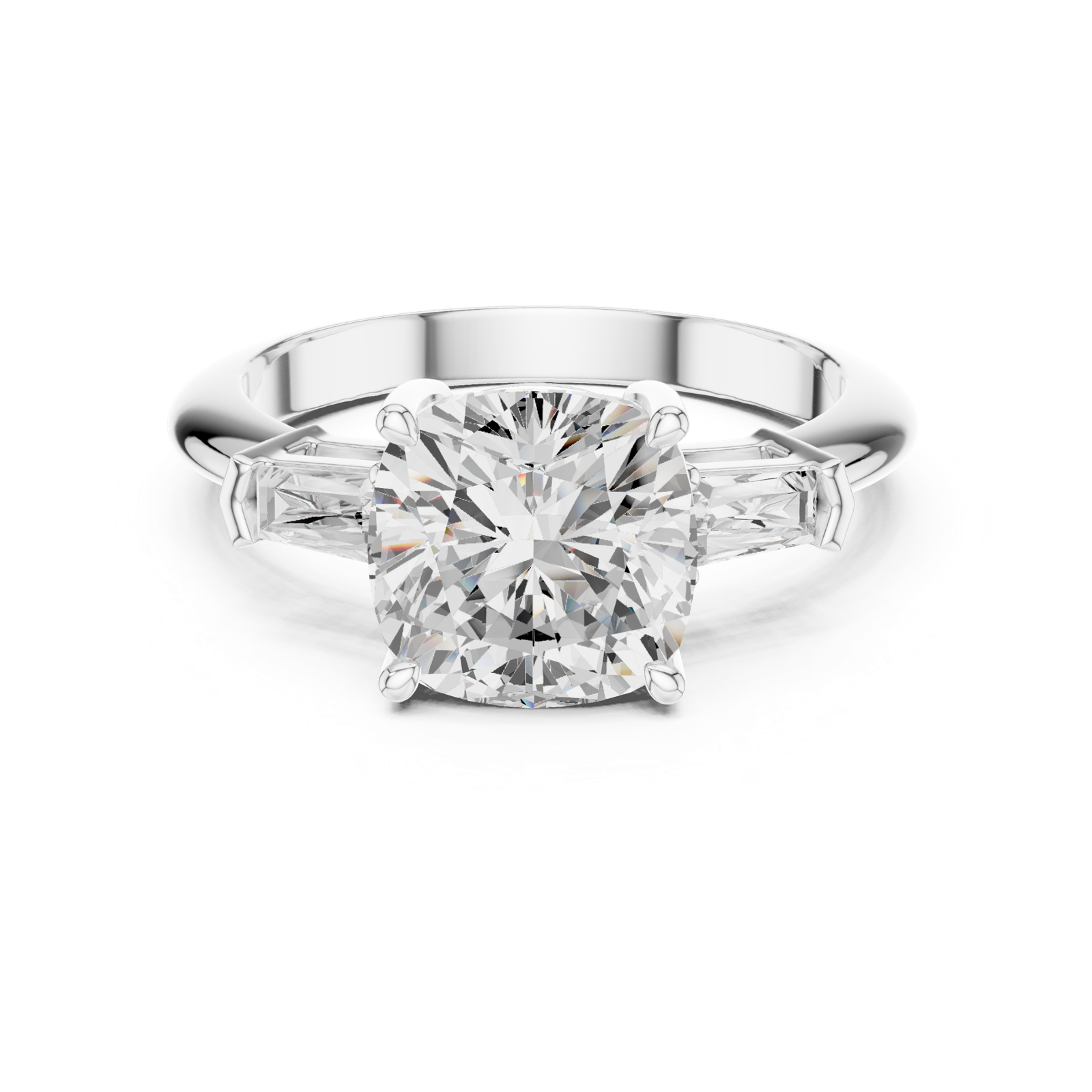 Gold Jewelry, Cushion center stone, White Gold, view 4