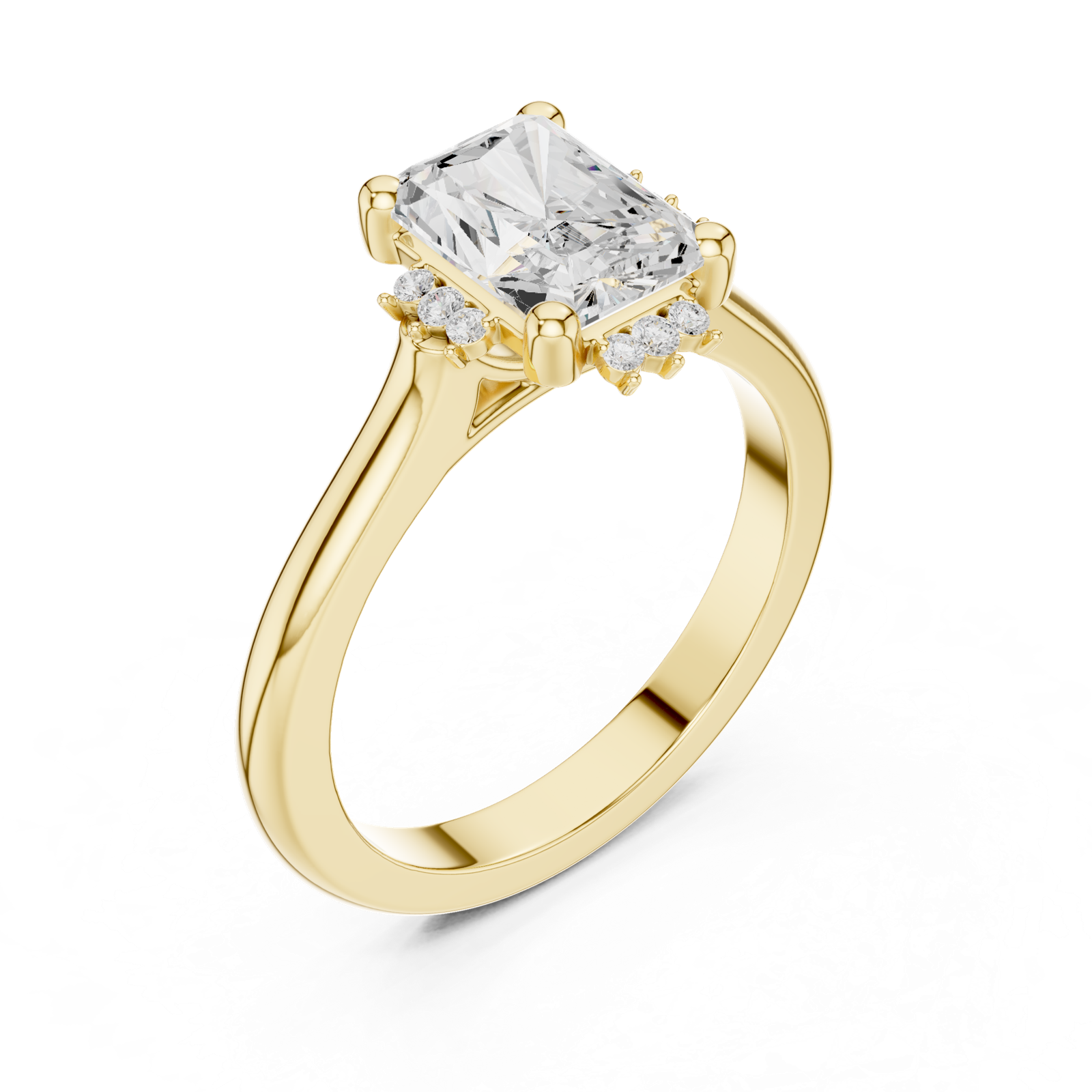 Gold Jewelry L35-123, Radiant center stone, Yellow Gold, view 2