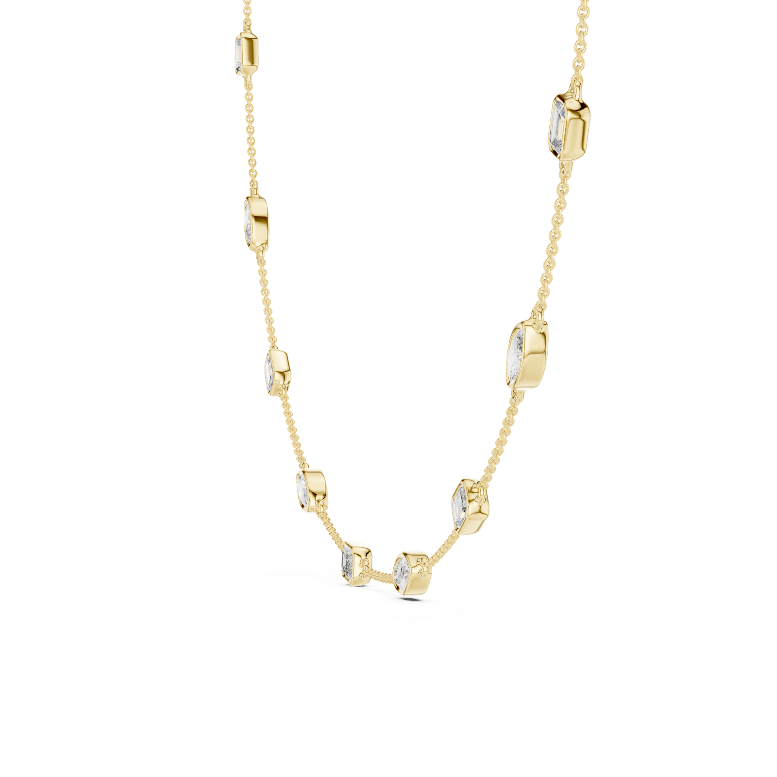 14K Solid Gold Lab Diamond Tennis Necklace, Yellow Gold, view 3
