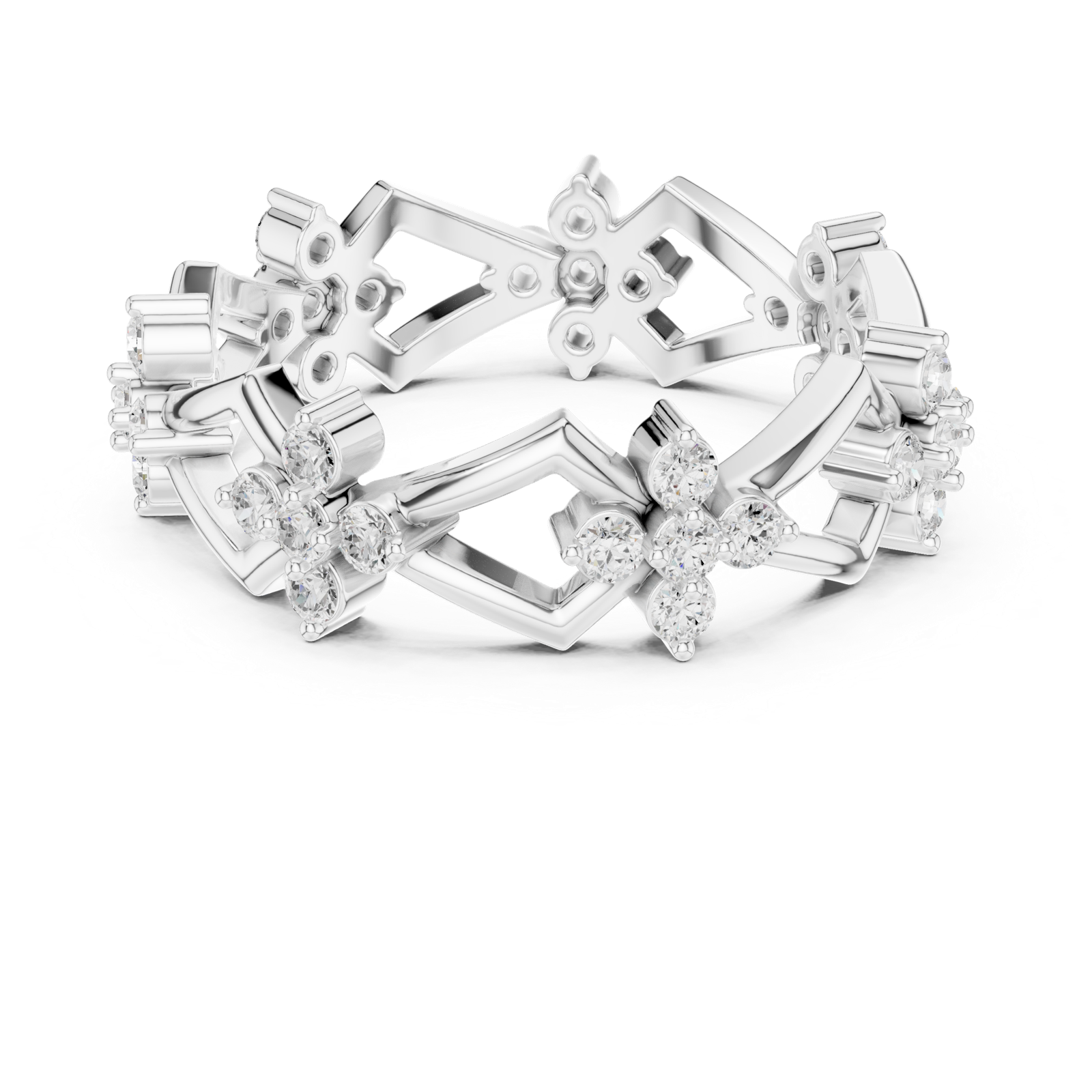 Gold Ring R32, White Gold, view 4