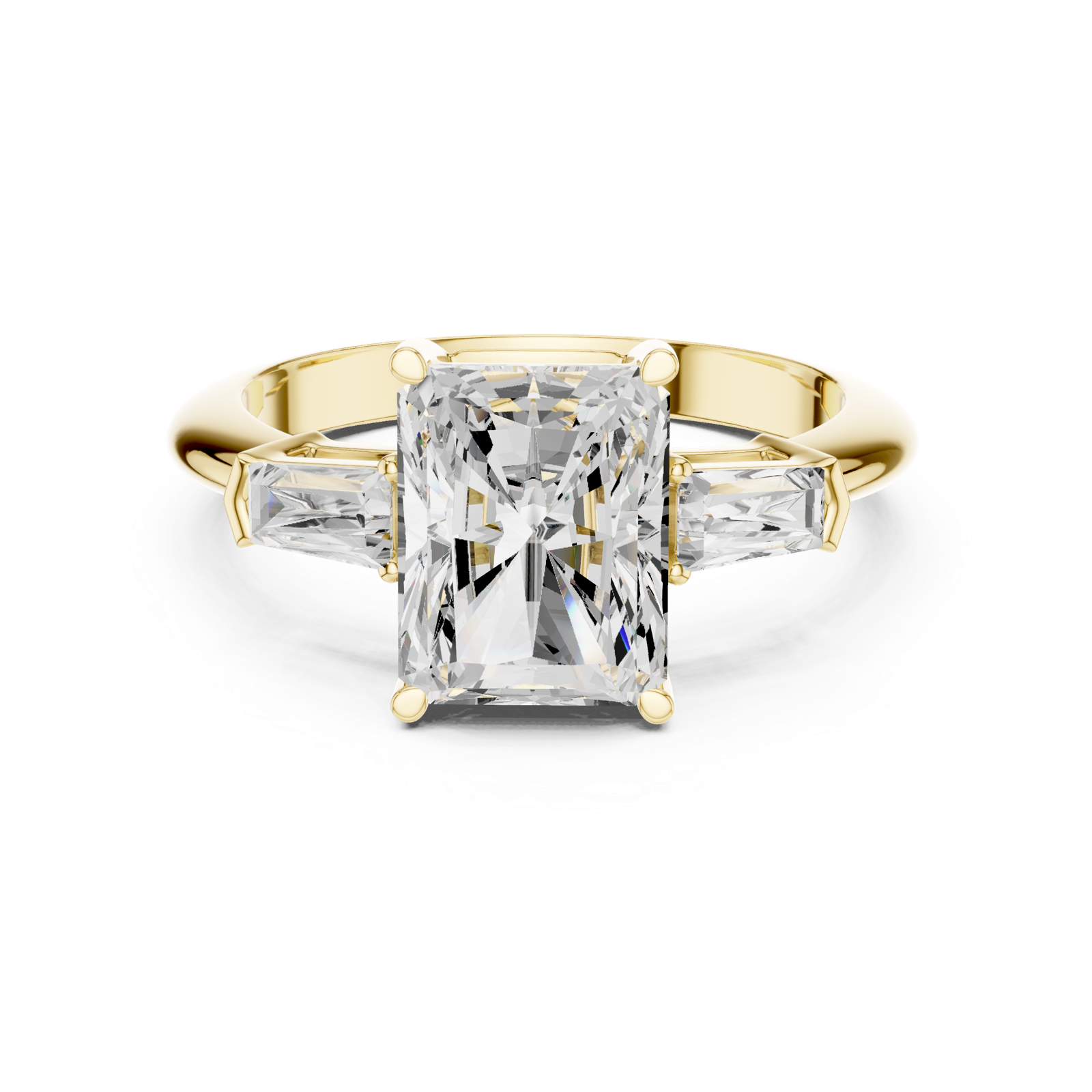 Gold Jewelry L35-67, Radiant center stone, Yellow Gold, view 4