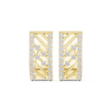 14K Solid Gold Lab Diamond Cluster Earrings, Yellow Gold