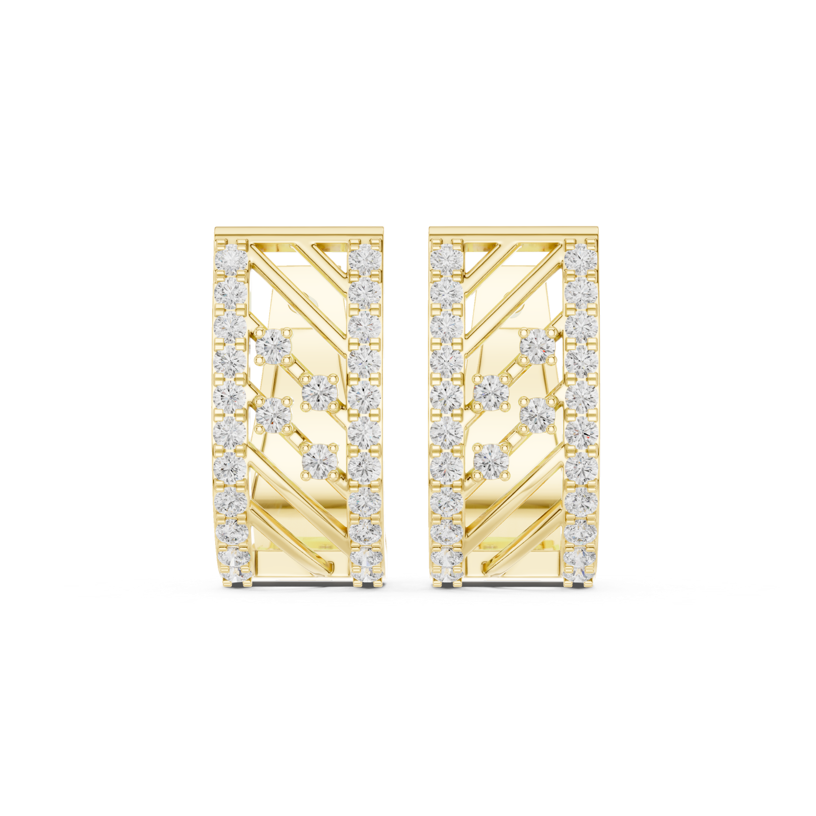 14K Solid Gold Lab Diamond Cluster Earrings, Yellow Gold