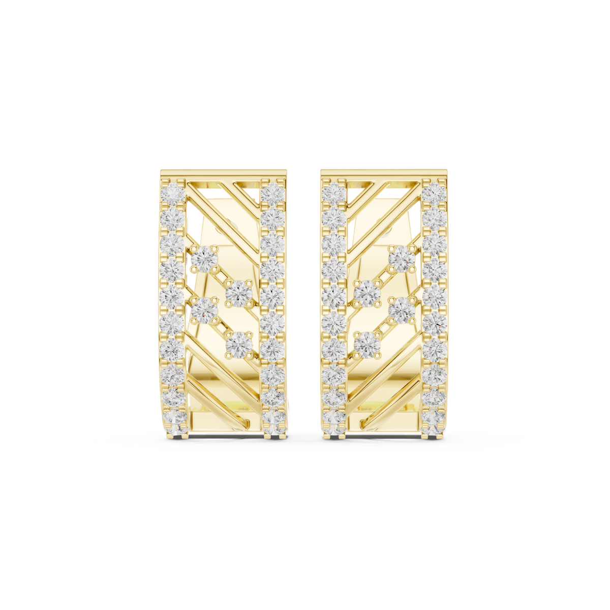 14K Solid Gold Lab Diamond Cluster Earrings, Yellow Gold