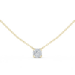 14K Solid Gold Lab Diamond Solitaire Pendant Necklace, Yellow Gold