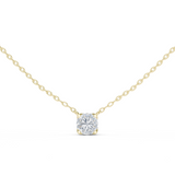 14K Solid Gold Lab Diamond Solitaire Pendant Necklace, Yellow Gold