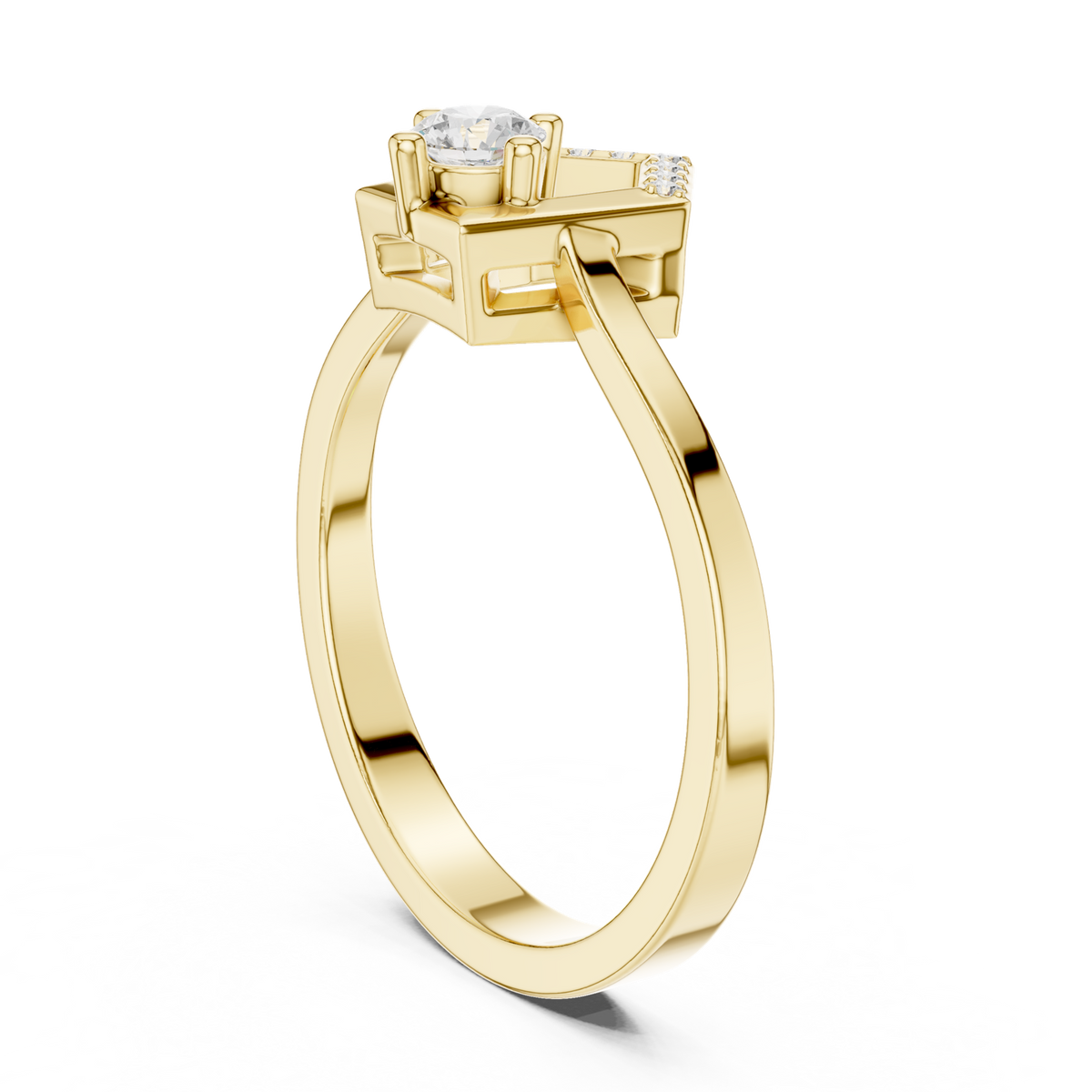 14K Solid Gold Lab Diamond Solitaire Ring, Yellow Gold, view 1