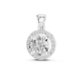 14K Solid Gold Lab Diamond Solitaire Pendant Necklace, White Gold, view 2