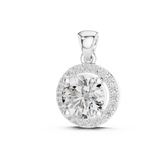 14K Solid Gold Lab Diamond Solitaire Pendant Necklace, White Gold, view 2