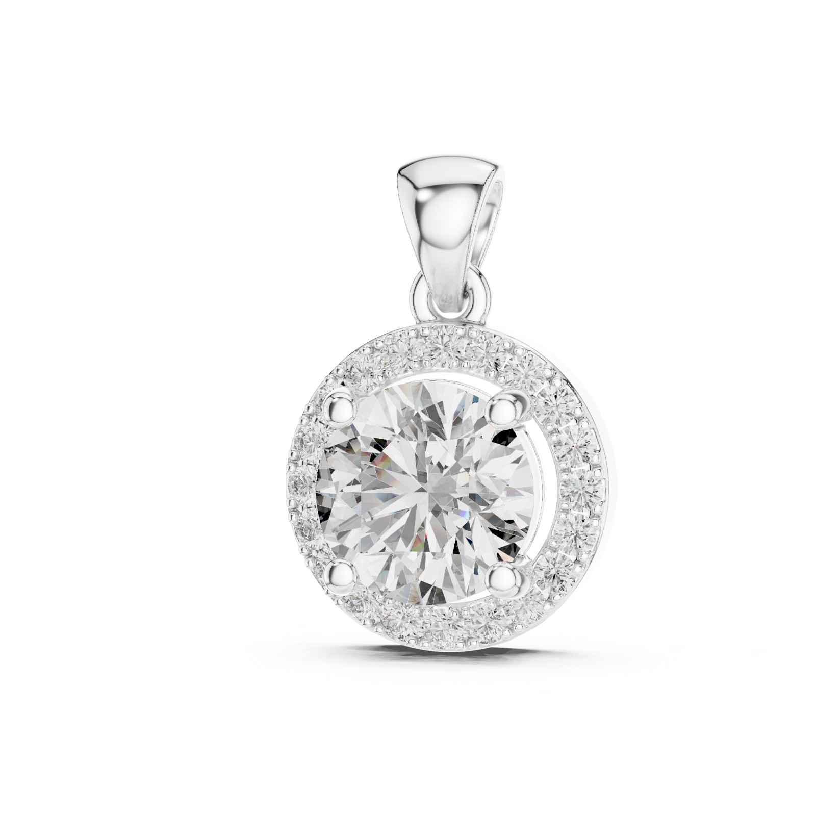 14K Solid Gold Lab Diamond Solitaire Pendant Necklace, White Gold, view 2