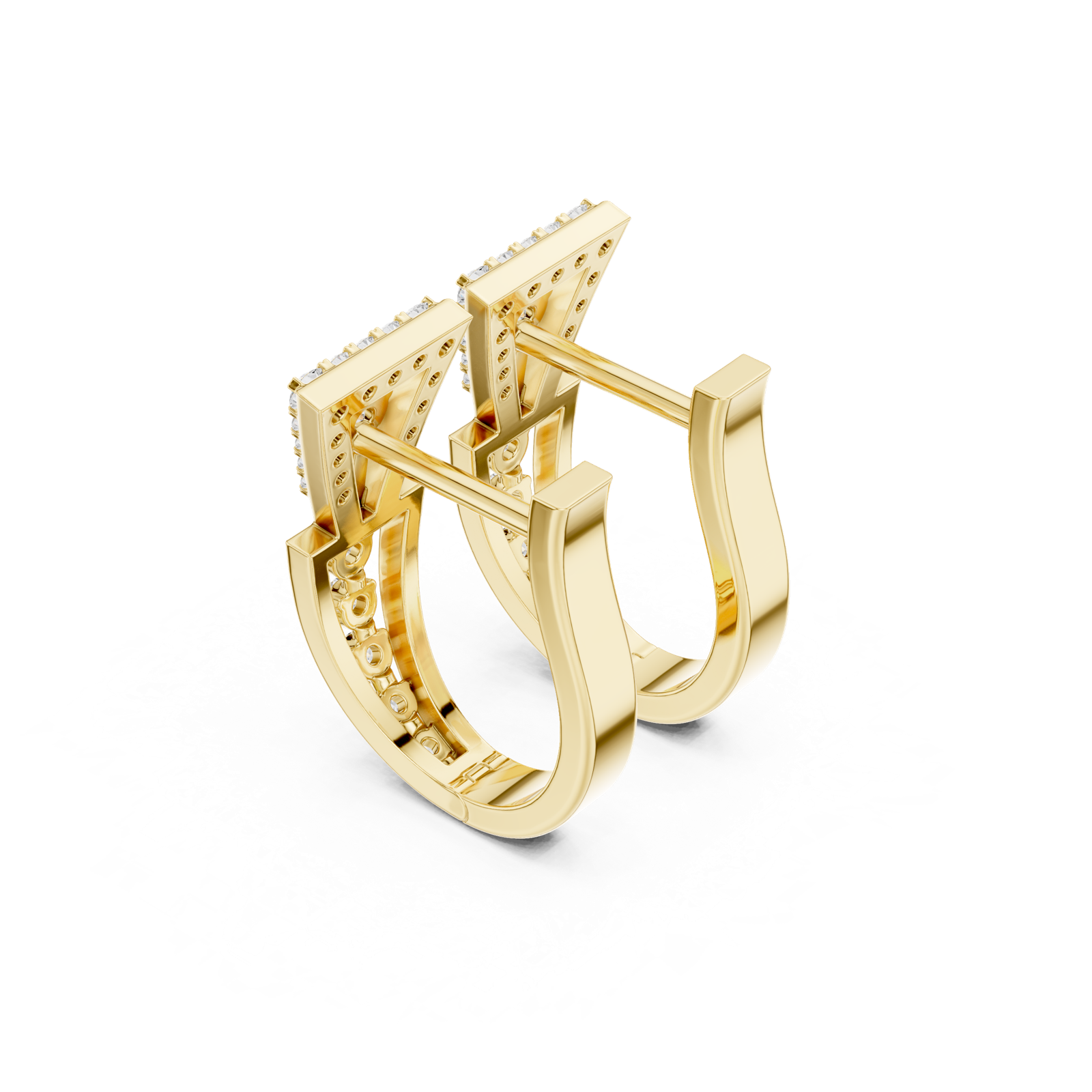 14K Solid Gold Lab Diamond Cluster Earrings, Yellow Gold, view 2