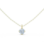 14K Solid Gold Lab Diamond Solitaire Pendant Necklace, Yellow Gold